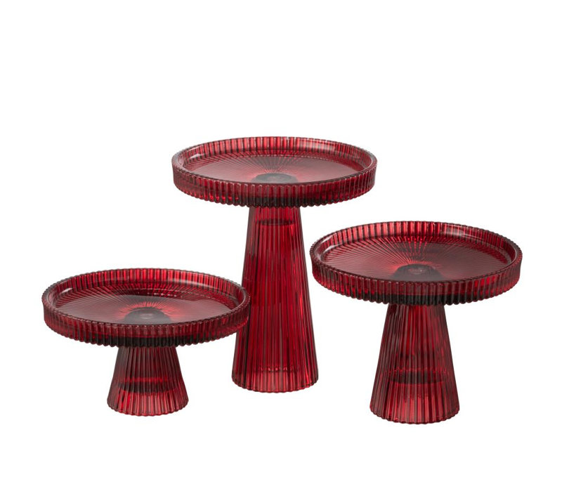 Glass Cake Stand, Red