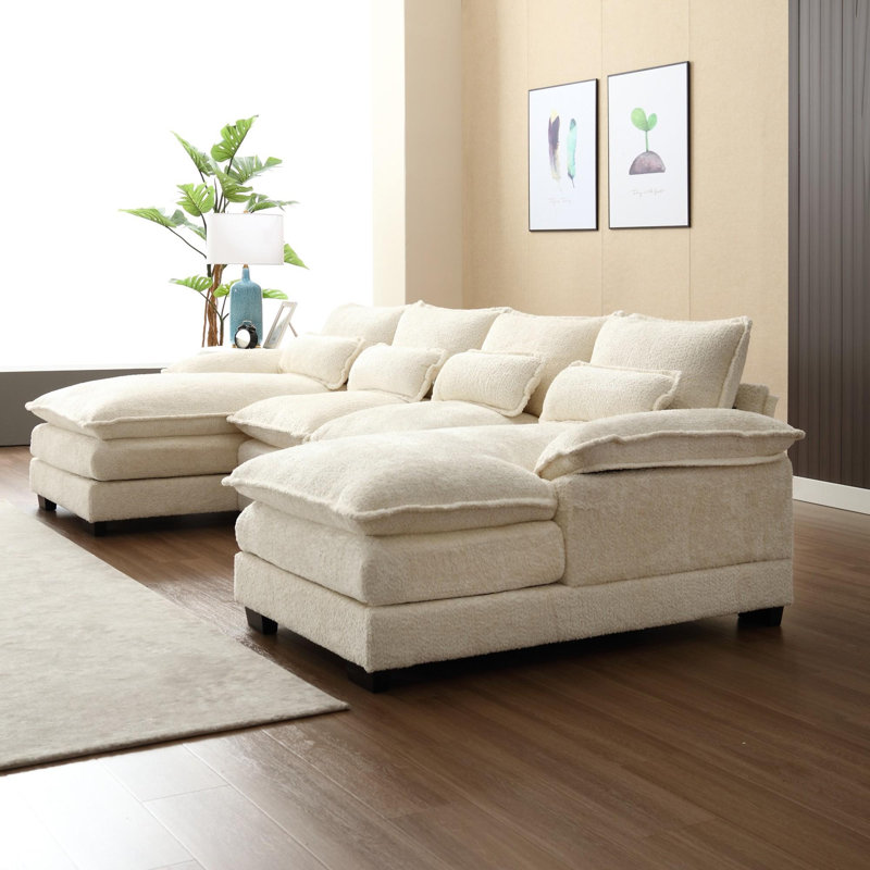 Canapé modulaire doux et confortable avec rembourrage en mousse en forme de U, H 31,8 po x l 110,6 po x P 56,6 po