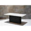 Table de salle à manger 69 pouces rectangulaire en faux marbre, base en métal noir avec bordure dorée, 4 à 6 places pour la cuisine et la salle à manger