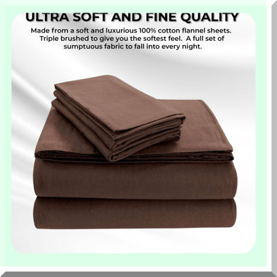 Comfort Deep Pocket Flannel Sheet Set - Luxurious Bedding - Soft and Cozy - Premium Quality - Extra Deep Pockets