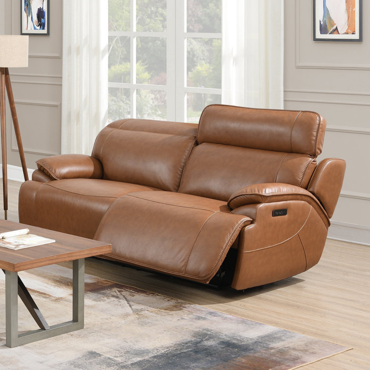 Manhattan 83" Wide Faux Leather Dual Power Recliner Sofa with Power Adjustable Headrest