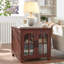 Table de bout Farmhouse avec station de charge, grand canapé de 24 po avec porte de grange en verre, table de chevet en bois rustique avec tablette de rangement réglable, table de chevet carrée pour le salon, le bureau de la chambre à coucher-1576683661