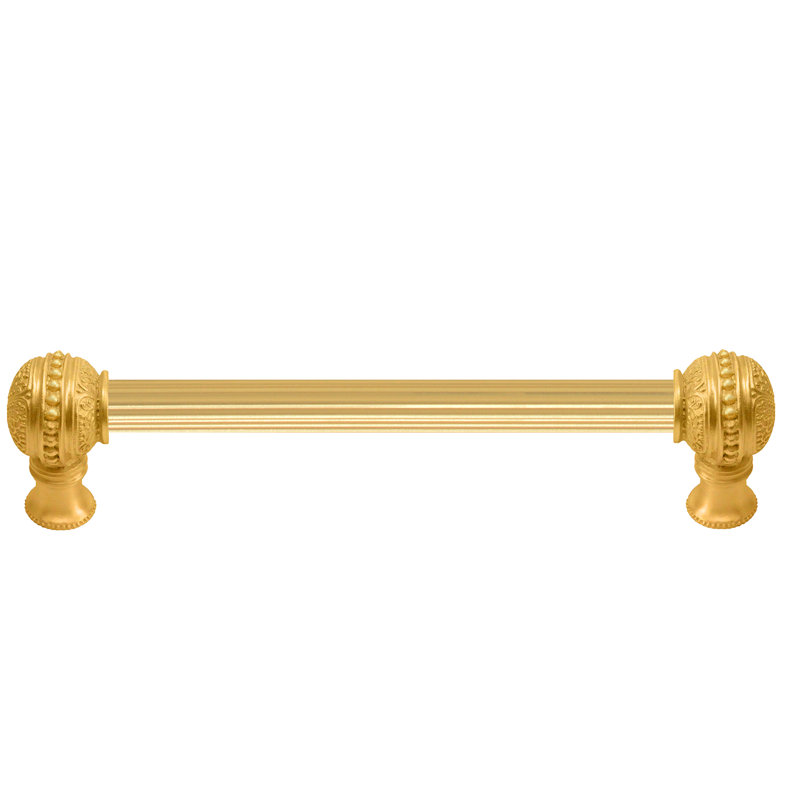 Millennium with 5/8 reeded center long pull, 6", Gold