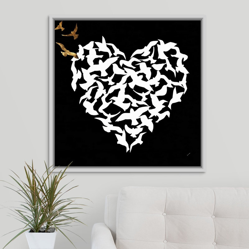 « cardiaque aflutter ii », impression sur toile, H 31,7 po x l 31,7 po x p 1,75 po, Cadre flottant blanc