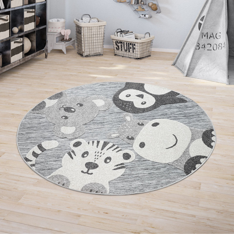 Clitherall Grey/Cream Rug, Round 120cm