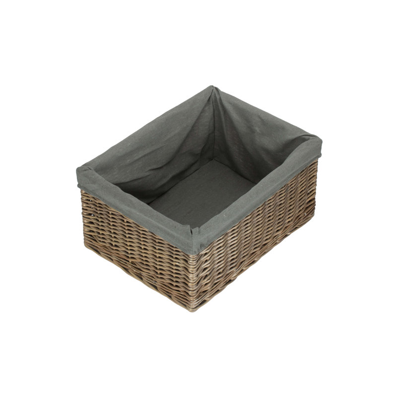 Wicker Lined Jumbo Storage Basket, Antique Wash/Grey