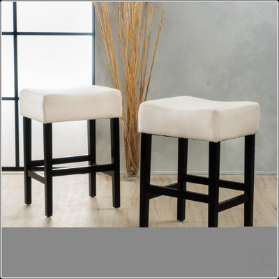 Set of 2, 26.75" Backless Fabric Counter Height Barstool