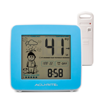 AcuRite What-To-Wear Weather Station with Alarm Clock, Time, Date, and Wireless Outdoor Sensor for Hyperlocal Forecast and Outdoor Temperature (00777)