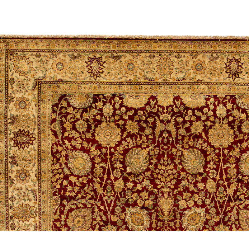 Tapis rouge et crème noué à la main de haute qualité