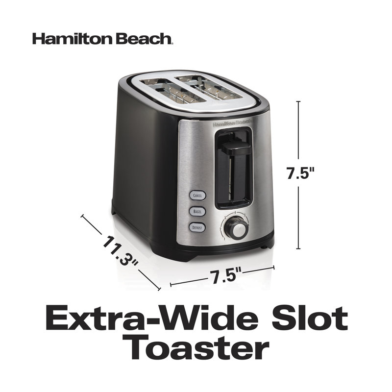 Hamilton Beach Black Stainless Steel 2-Slice Toaster with Wide Slots