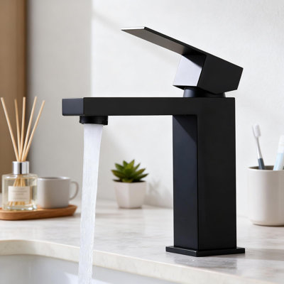 Robinet pour salle de bain à poignée simple - noir mat