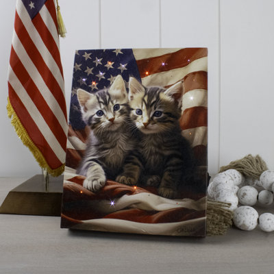 Patriotic Kittens 8X6 Lighted Tabletop Canvas