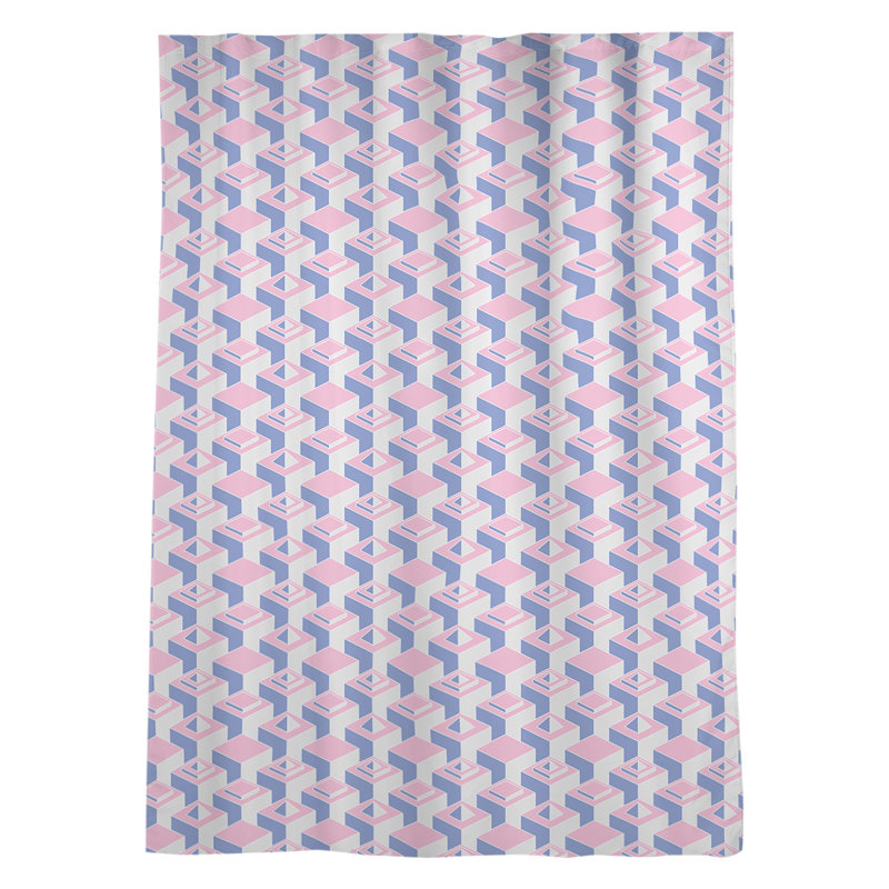 Panneau de rideau simple diaphane à motif géométrique avec passe-tringle classique, Rose/bleu