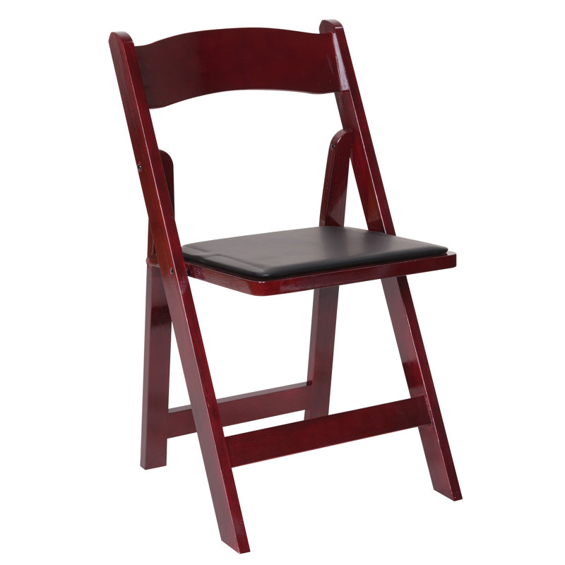 Chaise pliante rembourrée en vinyle Classic, Acajou