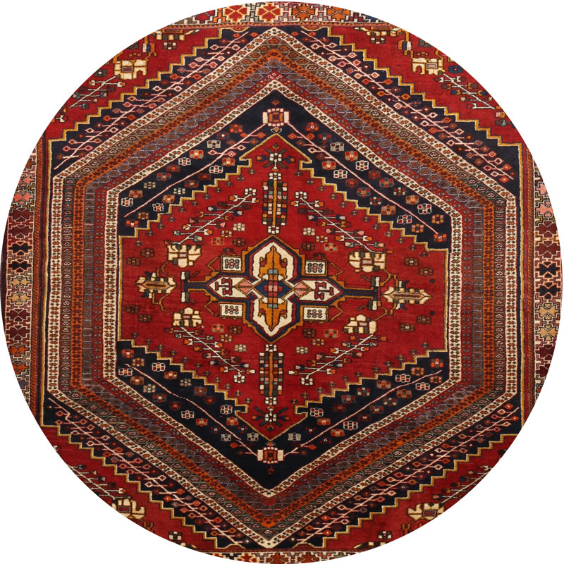 Tapis oriental multicolore tissé à la machine Oriental, Rond 5 pi
