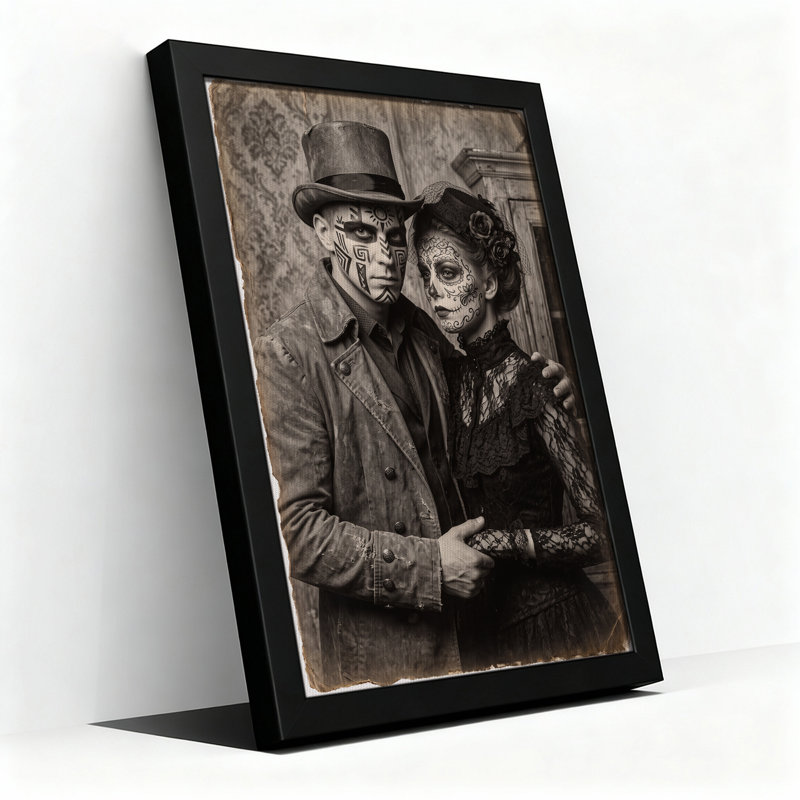 «Vintage Couple with Intricate Face Paint And Top Halloween», art mural sur toile, H 18 po x l 12 po
