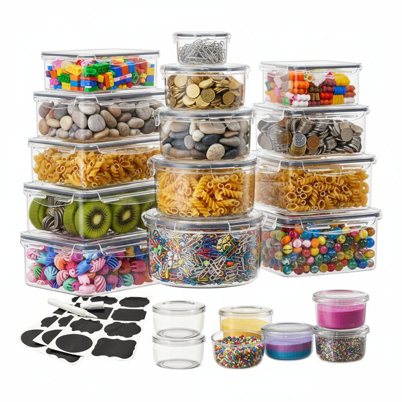 Ensemble 52 pièces de rangement pour aliments hermétique, étanche, empilable avec étiquettes et stylo