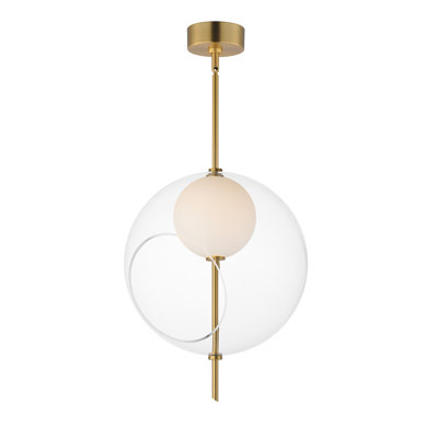 Luminaire suspendu à 1 lumière DEL en laiton vieilli naturel Shipshewana