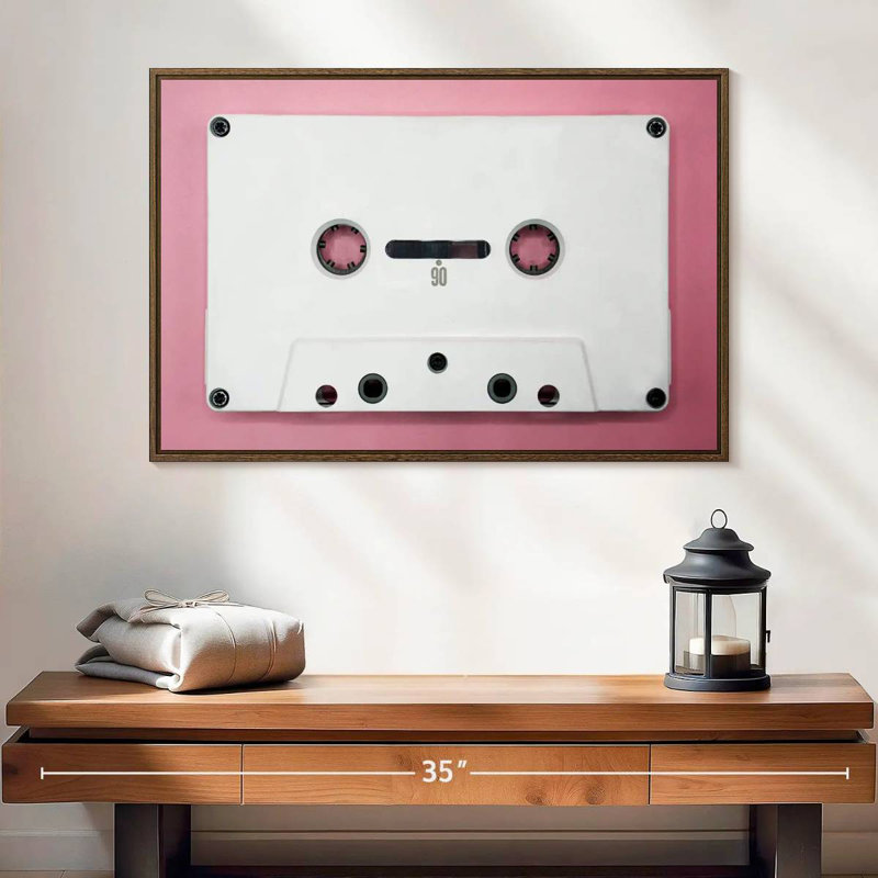 Cassette blanche, 25 po x 17 po, Cadre flottant noyer