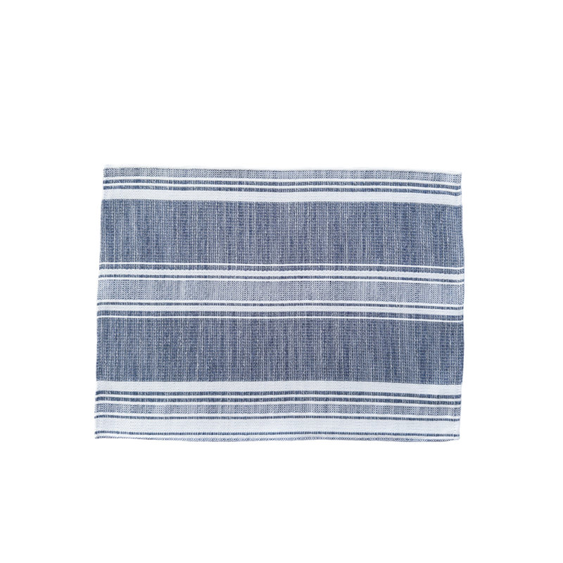Indigo and White Striped Fabric Rectangle Placemat