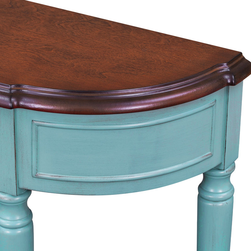 Console en bois massif 33,52 po Brence, Cerisier, Bleu antique