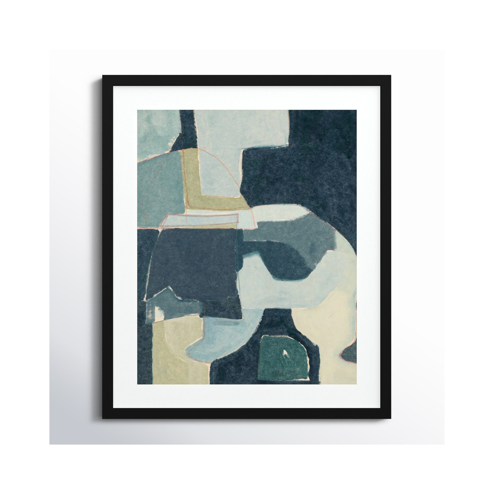 Blue Note III by Rob Delamater, Black Framed, 25" H x 21" W x 1" D