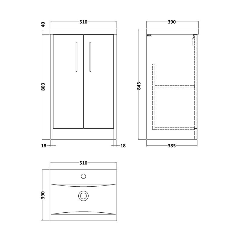 Juno 500mm Single Bathroom Vanity with Integrated Vitreous China Basin, Coastal Grey