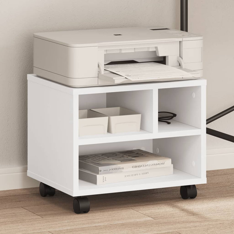 Printer Stand, White, 34.5cm H x 41cm W x 32cm D