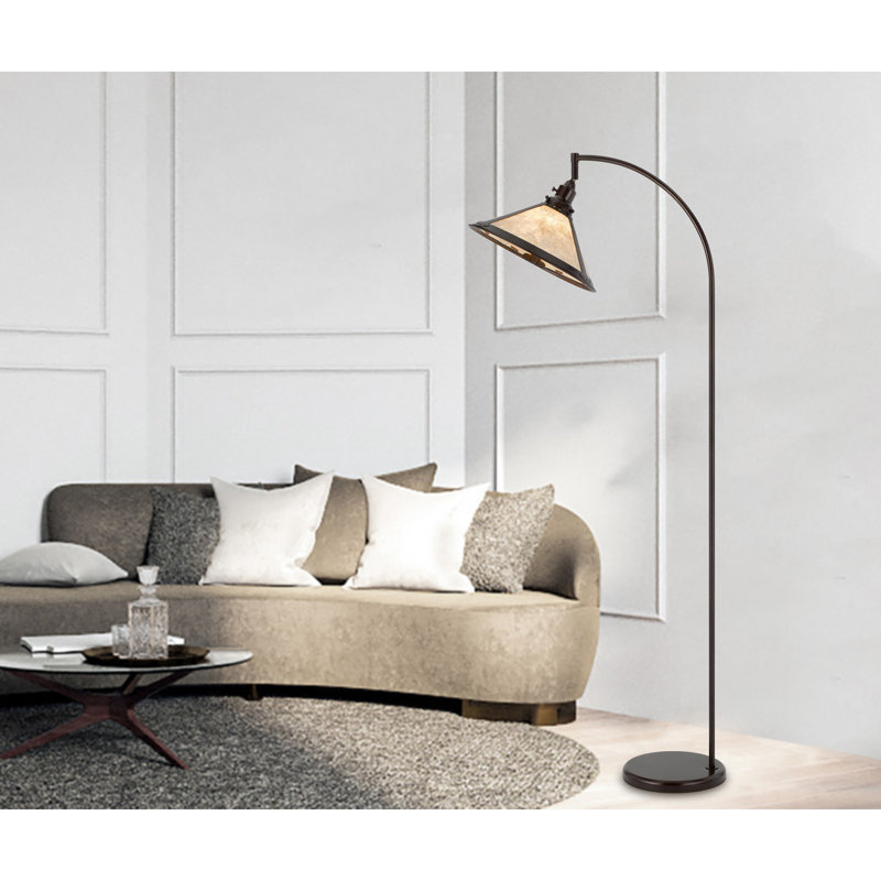 65" Traditional Shaped Floor Lamp With Empire Shade, Black, White