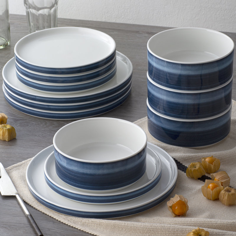 Noritake Colorstax Ombre 12-Piece Dinnerware Set, Service for 4, Indigo