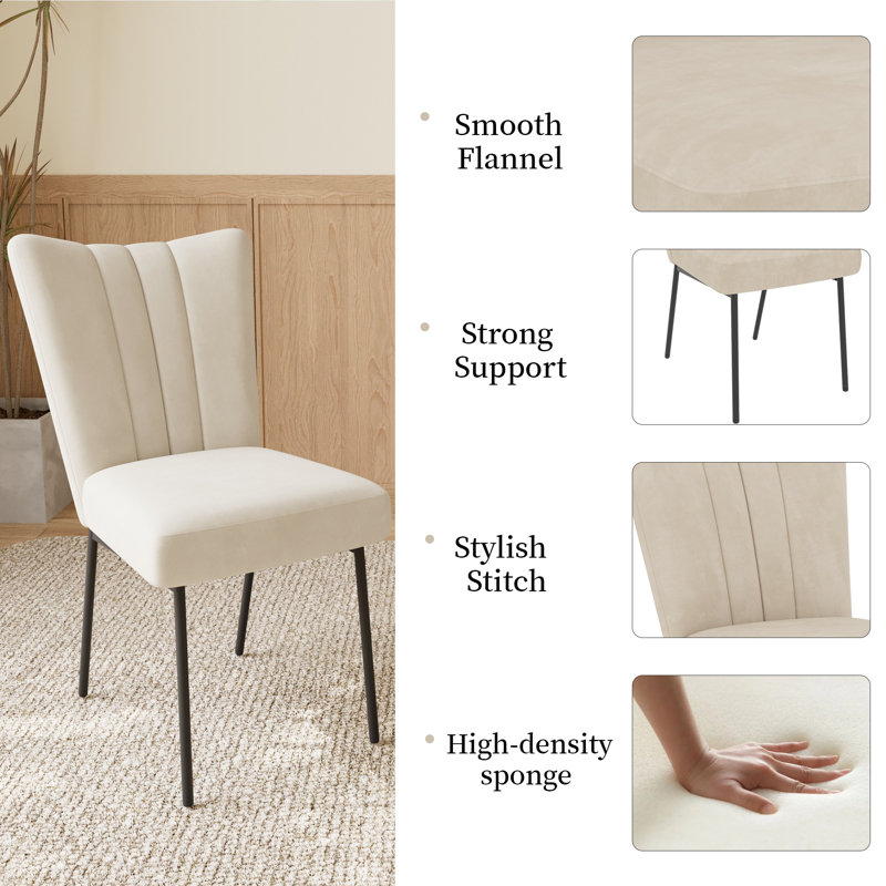 Daina 34.2"H Modern Kitchen Dining Chairs, Upholstered Dining Chairs, Parsons Chairs with Stable Steel Legs, Solid Back Conference Chairs (4 Chairs)