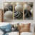Toile avec cadre flottant or