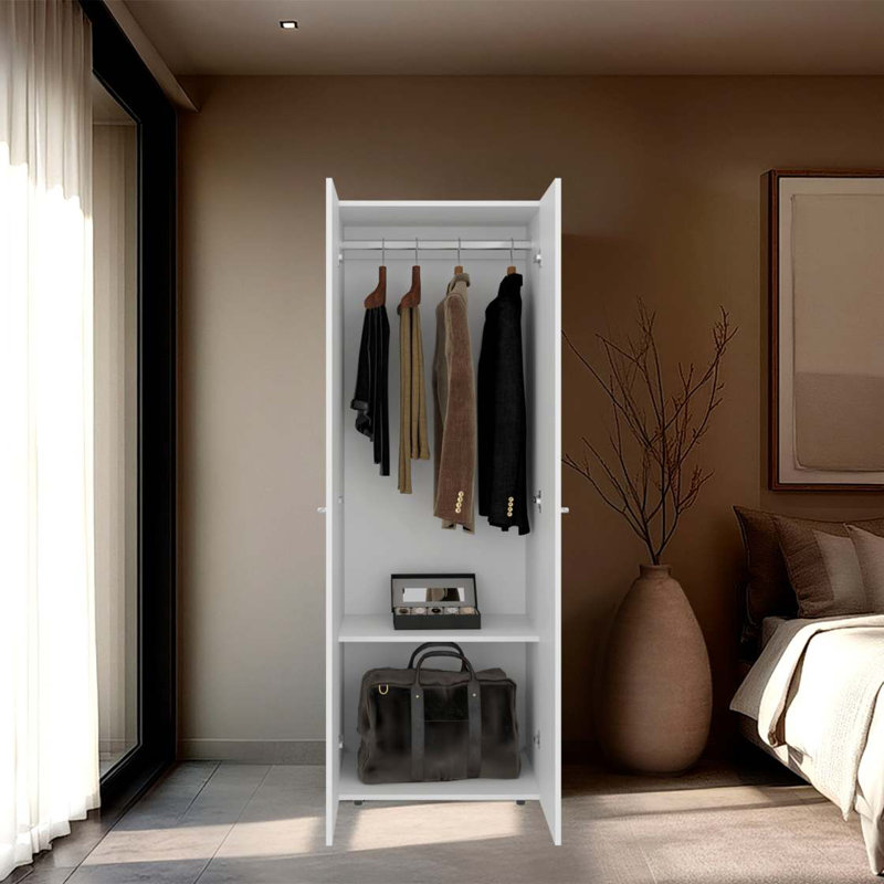 Grande armoire-penderie blanche à 2 portes, Blanc