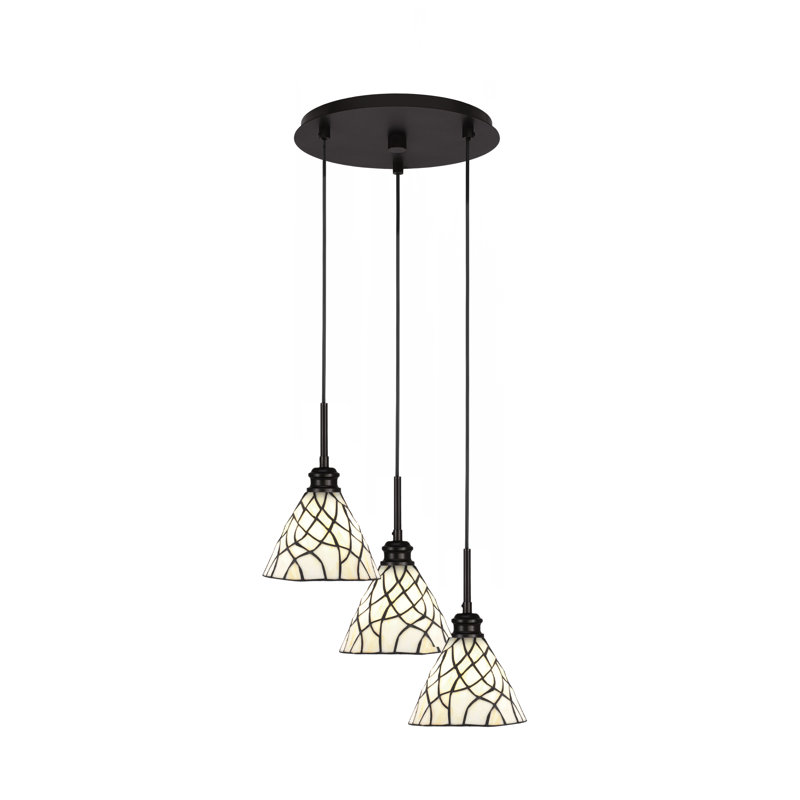 Edge 3 Light Cluster Pendalier With 7" Glass, Espresso