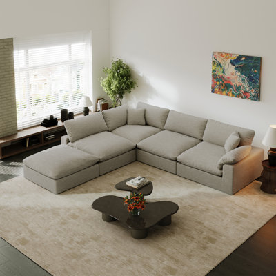 Upholstered Sectional Sofa, 122'' Oversize Cloud Couch Modular Sofa Couch For Living Room Bedroom