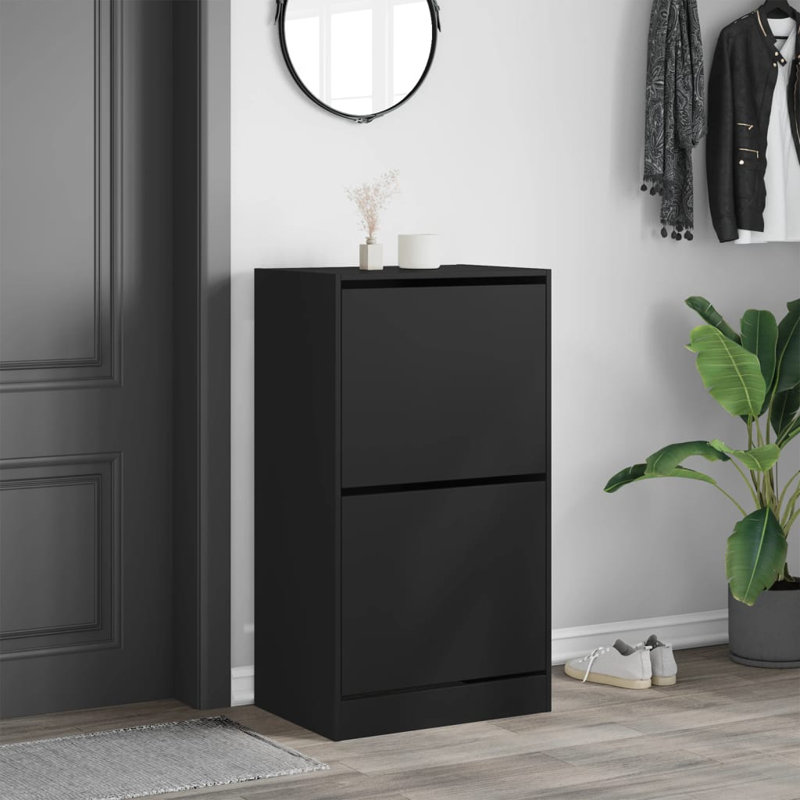 12 Pair Shoe Storage Cabinet, Black