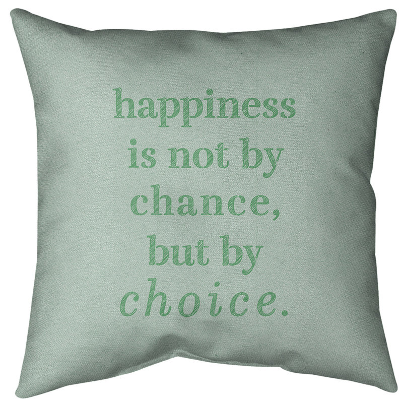 Coussin décoratif intérieur / extérieur Happiness, 18 po x 18 po, Vert