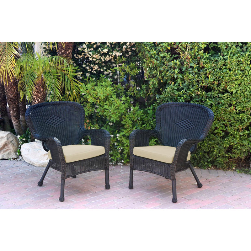 Batchelder Wicker Outdoor Lounge Chair, Black, Ivory