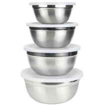 Ovente Premium Stainless Steel Mixing Bowls with Lids, Set of 3 Nesting  Bowls Includes 1.5, 3.5, and 5 Quarts, Ideal for Cooking, Baking, Serving  and