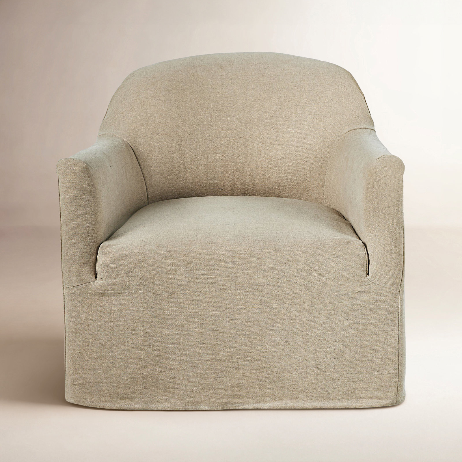 Lowell Slipcover Swivel Chair, Cream Linen