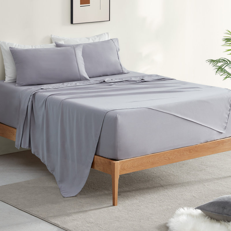 Extra Deep Pocket Sheet Set Sheet Set, King Sheet Set + Fitted Sheet + Pillowcase, Gull Gray