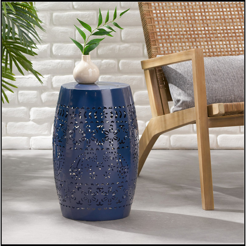 Table d'appoint de patio résistante aux intempéries de 12 po RUBY, parfaite pour l'extérieur et l'intérieur, Bleu très foncé