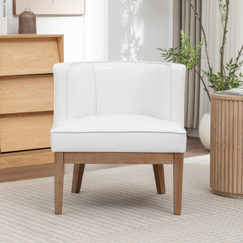 Ezra Upholstered Barrel Chair, White