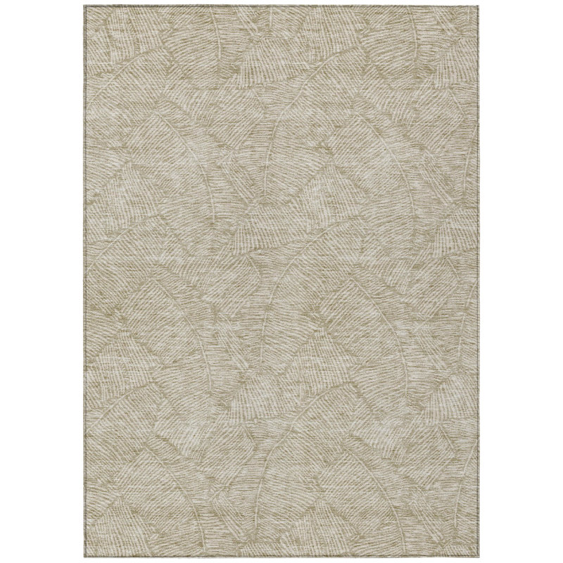 Tapis intérieur lavable floral taupe et ivoire 9 pi x 12 pi