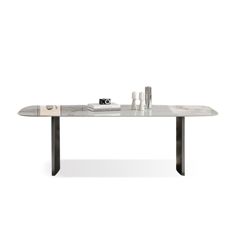 Table de salle à manger en acier inoxydable, 29.53"H x 78.74"L x 35.43"W