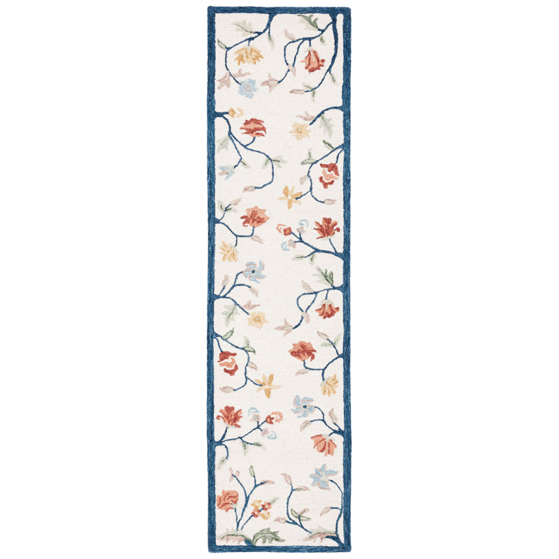 Kirthika Hand Tufted Wool And Cotton With Latex Floral Rug, Runner 2'3" x 9'