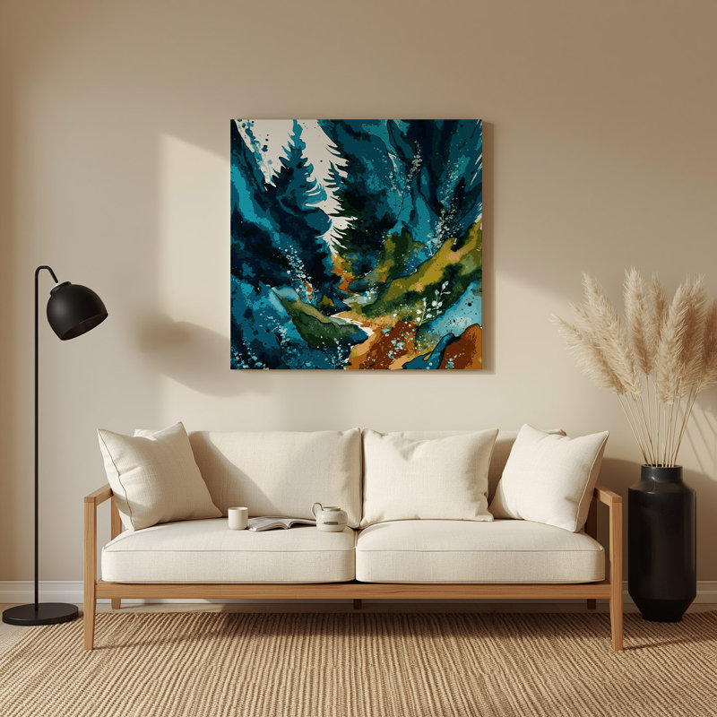 Watercolor Landscape 58 Green Metal Wall Art, 12'' H x 12'' W