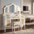 White 44.37 Inch Hollywood Vanity Desk with 13 Bulbs, Tri-Fold Mirror, 5 Drawers, Charging Station, and 3 Lighting Modes for Bedroom