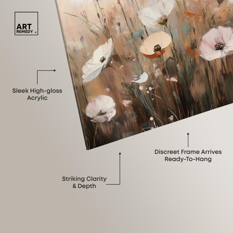 Art floral rétro délicat en fleurs par Art Remedy, prêt à être accroché, H 15 po x l 10 po