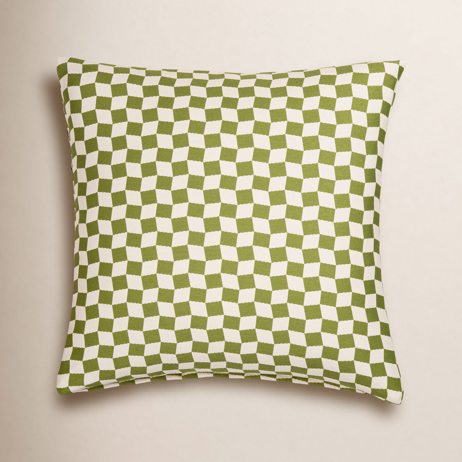 Terrace Accent Pillow, Feather, Green Geometric, Square 20"